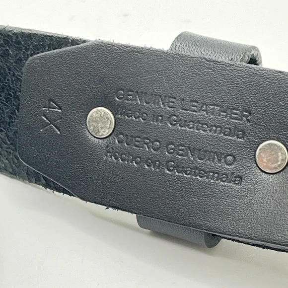 Leather Belt Black Genuine Leather Silver Buckle Casual Everyday 60" Long 4X - Picture 5 of 9